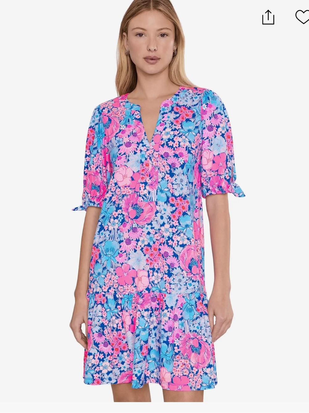 Lilly Pulitzer Blue & Pink Floral Swing Dress